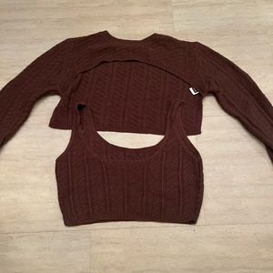 cutout sweater and tank top set